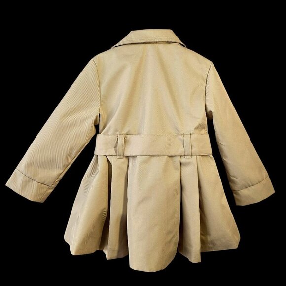 Tahari Belted Tan Trench Coat Baby Girl Size 12M Double-Breasted Button Up - Picture 2 of 9